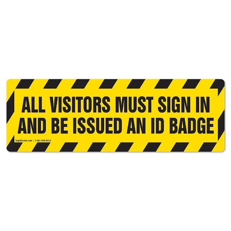 SIGNMISSION All Visitors Must Sign In 18in Non-Slip Floor Marker, 16" x 16", FD-R-16-99866 FD-R-16-99866